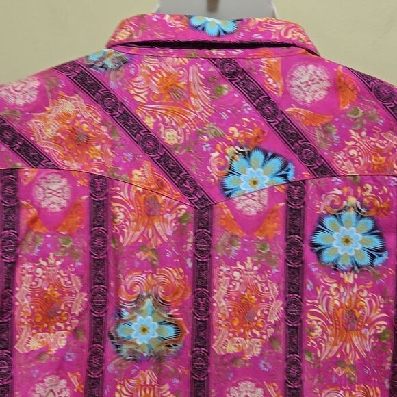 Wrangler Pink Pearl Snap Long Sleeve Western Shirt Size XL Cowgirl Country Rodeo - Picture 14 of 16